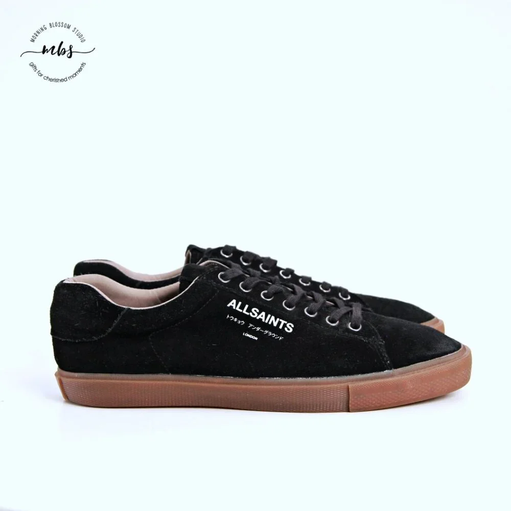 All Saints Underground Suede Low Top‎ Sneakers Black Men 11